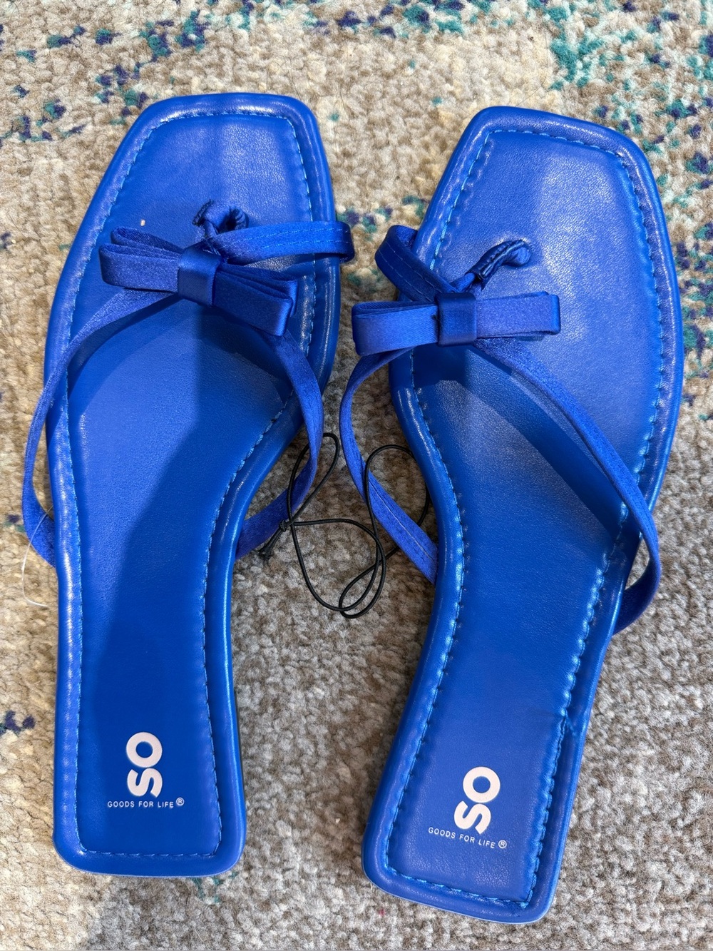 SO™ Good For Life Women's Blue Bow Square-Toe Sandals Size 9